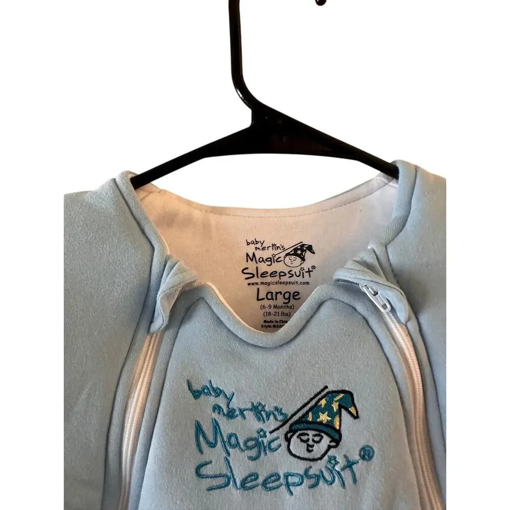 HALO Baby Merlin's Magic Sleepsuit Blue 3/4 Sleeve Blanket Boy Sz L (6–9 Months)